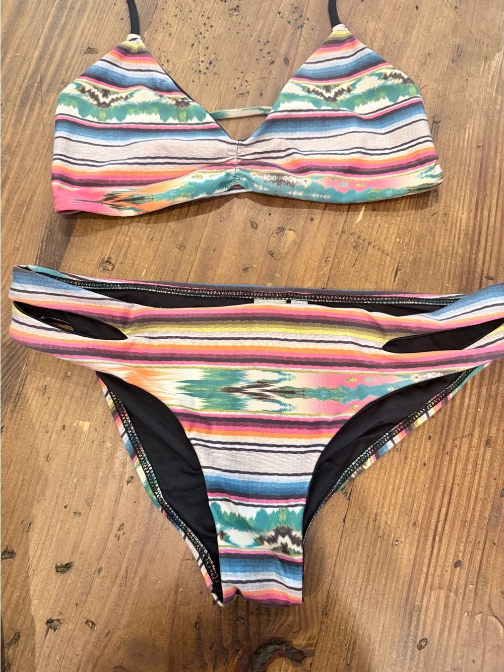 l*space Multicolor Striped Bikini - Pink, Turquoise, Yellow, Blue
